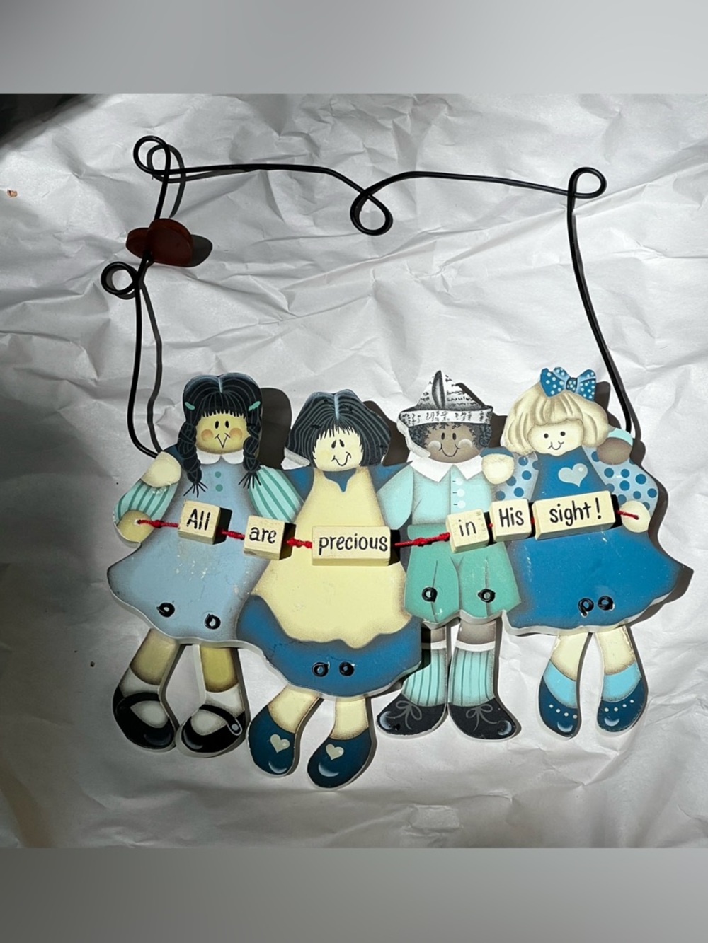 Vintage Country Wooden Children Hanging ALL ARE PRECIOUS IN HIS SIGHT Wall Sign